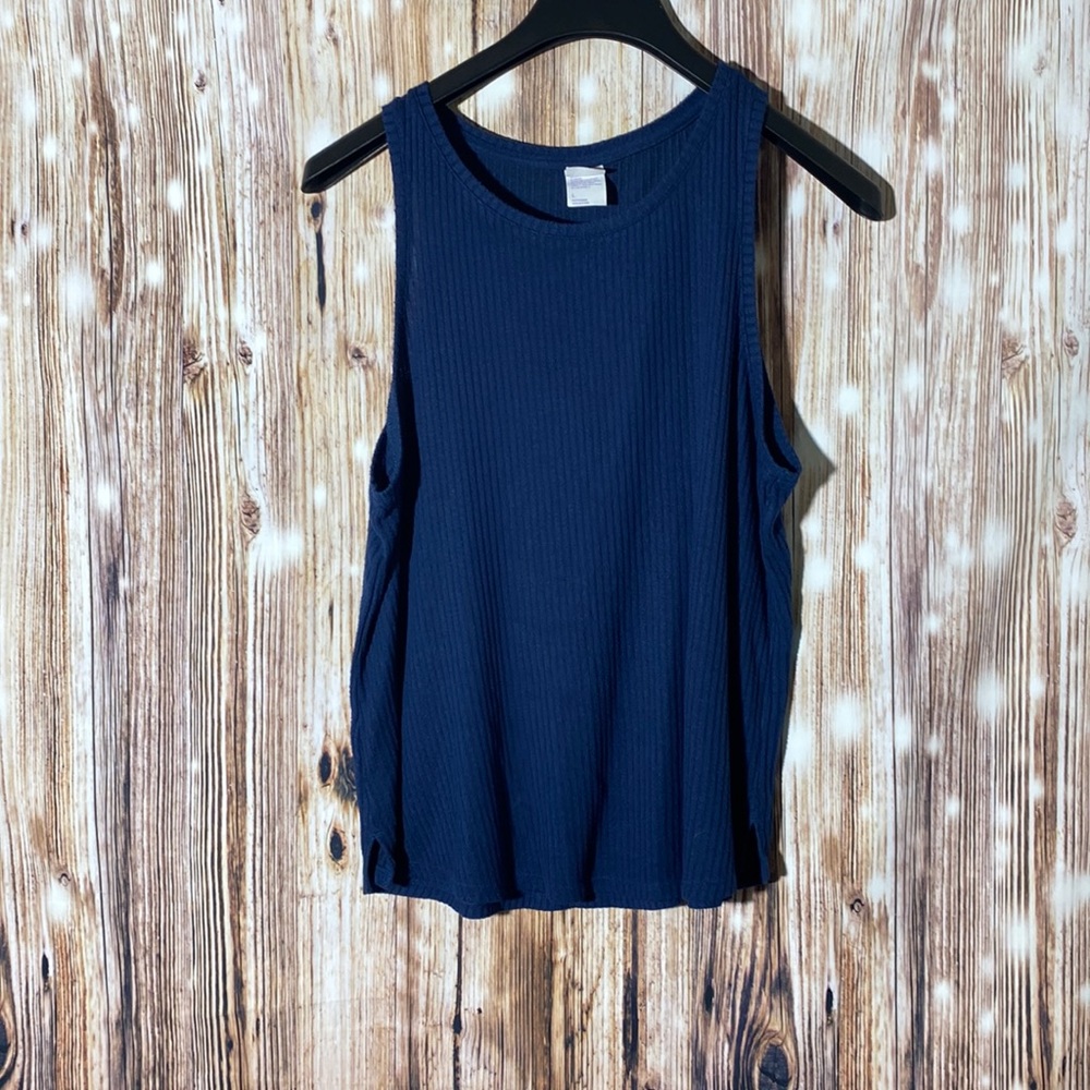 Women's Stars Above Navy Sleeveless Ribbed Waffle Tank Large